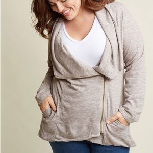 Plus Size Modcloth Airport Greeting Cardigan in Oatmeal: Size 2X